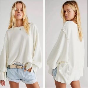 Free People Cream Oversized Sweater